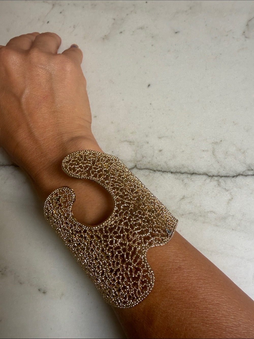 Gold Filigree Statement Cuff Bracelet - Picture 6 of 6